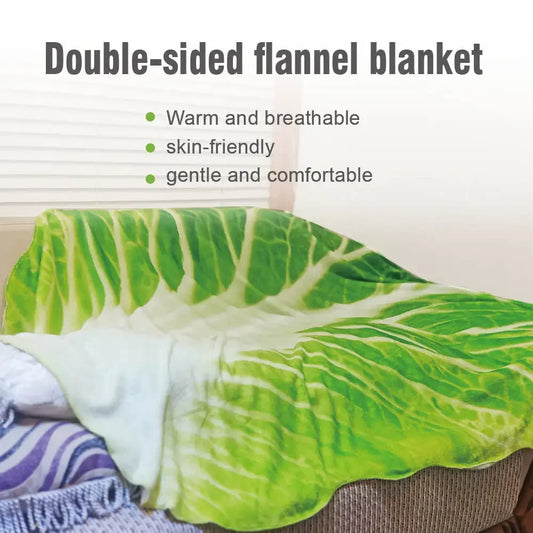 Cabbage-Inspired Flannel Blanket – Double-Sided Soft Coral Fleece