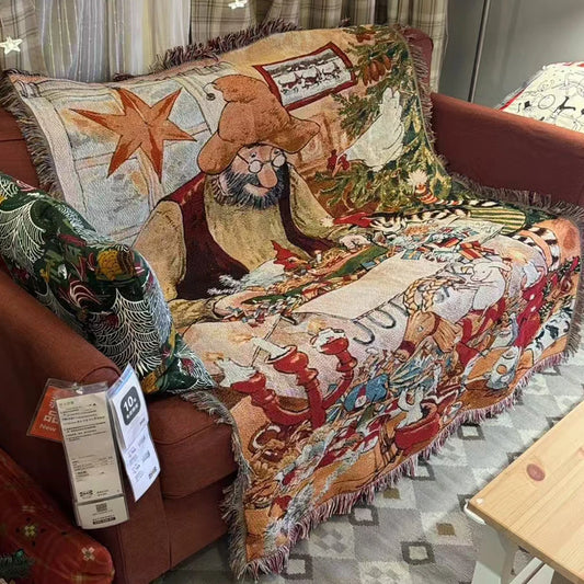 Retro Village Cotton Sofa Blanket