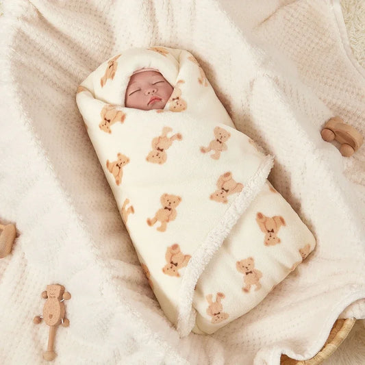 Winter Baby Swaddle Blanket – Ultra-Soft Flannel & Lamb Fleece