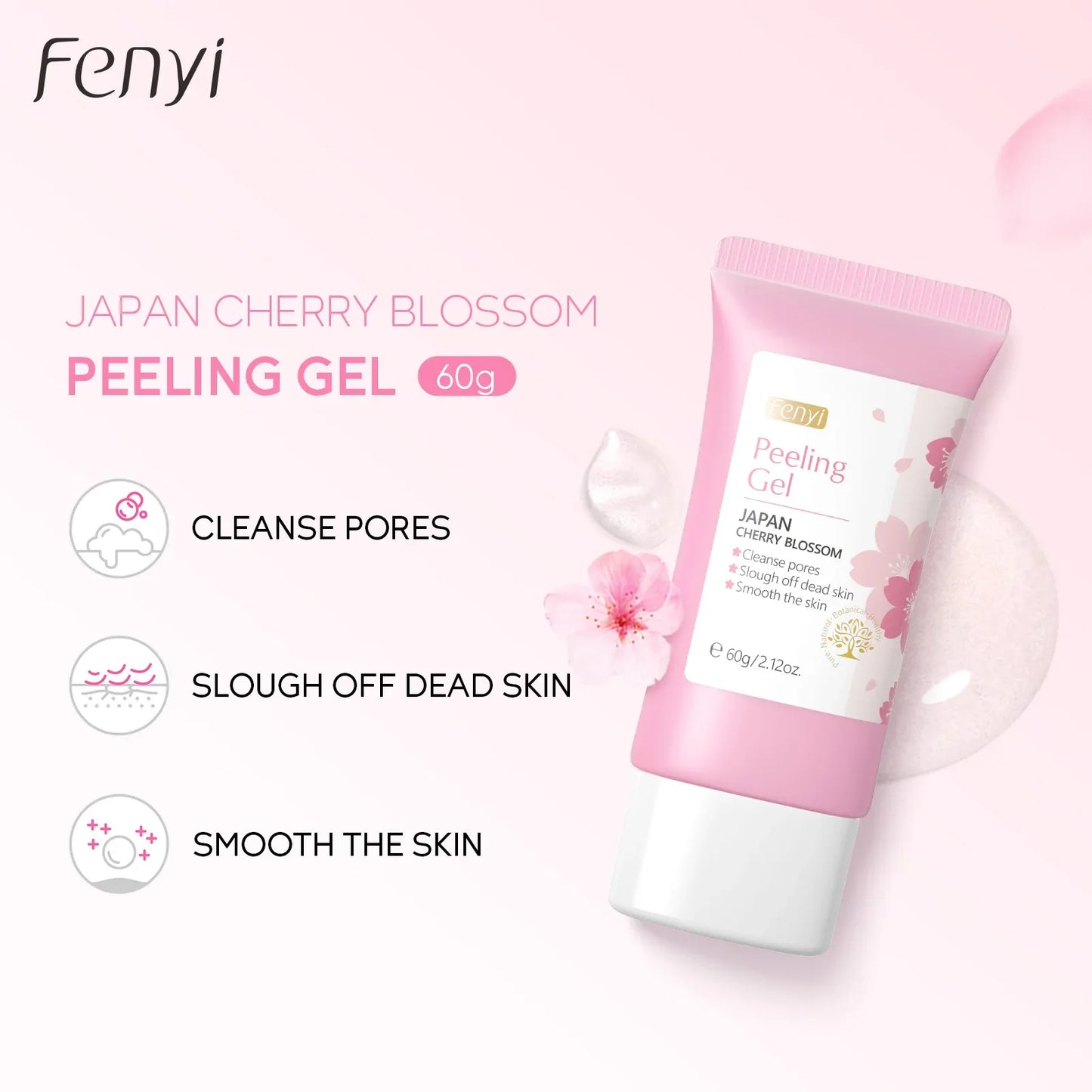 Sakura Exfoliating Gel – Deep Cleaning, Whitening & Moisturizing Cherry Blossom Facial Scrub