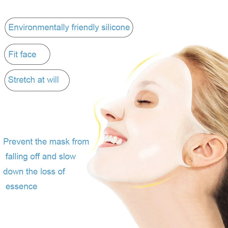Reusable Silicone Mask Cover – 3D Anti-Evaporation Face Sheet Mask Holder | Skin-Nourishing Silicone Seal Mask for Enhanced Absorption & Protection