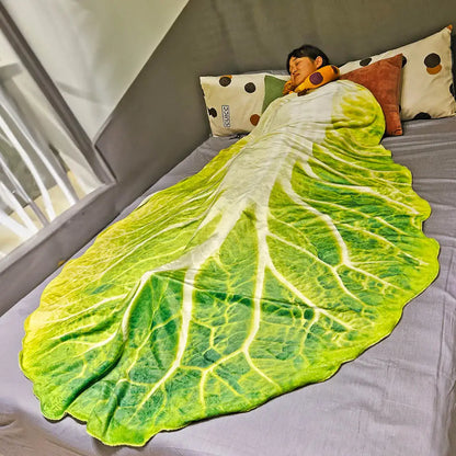 Cabbage-Inspired Flannel Blanket – Double-Sided Soft Coral Fleece