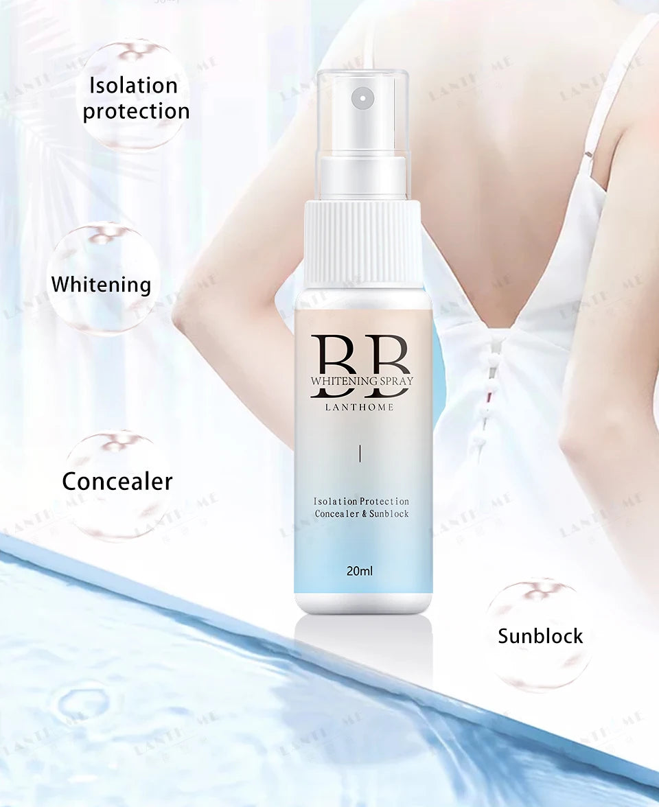 BB Whitening Spray Foundation – Skin Brightening & Moisturizing Liquid BB Cream | Lightweight Nourishing Face Base for Flawless Coverage (SAUVASINE, 20ml)