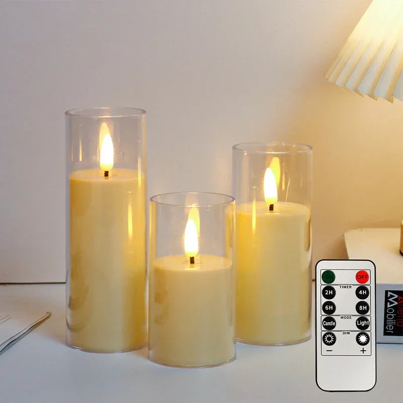 LED Flameless Flickering Candle Set (with Remote Timer)