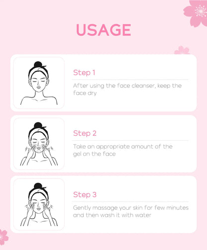 Sakura Exfoliating Gel – Deep Cleaning, Whitening & Moisturizing Cherry Blossom Facial Scrub
