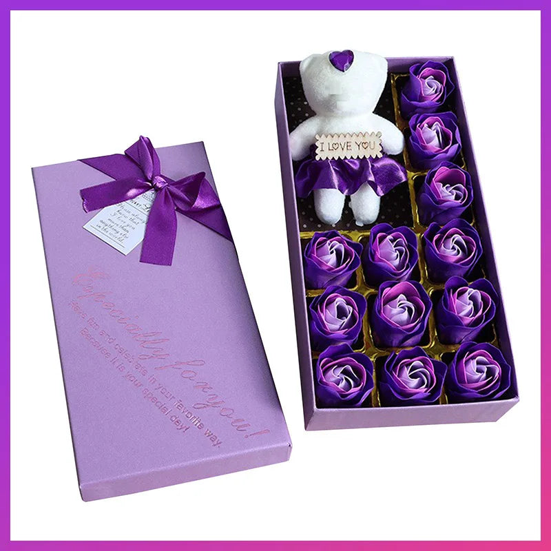 Romantic Soap Rose Flowers Gift Box – Scented Fake Flower Petals for Bath, Home Décor & Weddings | Valentine’s Day, Anniversary, Party & Gift Set