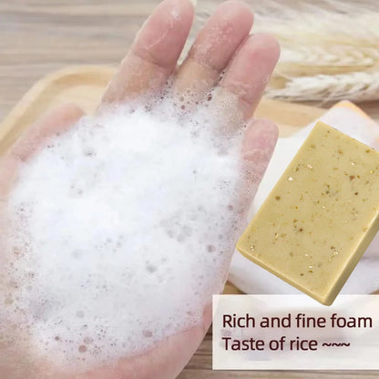 Handmade Oat Soap Bar – Natural Gentle Brightening Cleanser | Exfoliating Oat Kernel Oil Facial & Body Whitening Soap for Dark Spots & Uneven Skin Tone (100g)