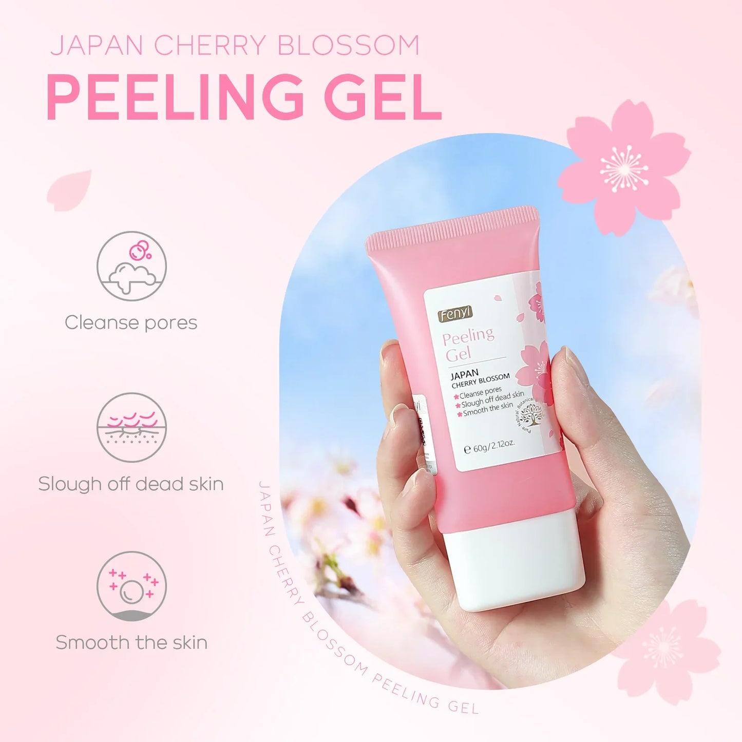 Sakura Exfoliating Gel – Deep Cleaning, Whitening & Moisturizing Cherry Blossom Facial Scrub