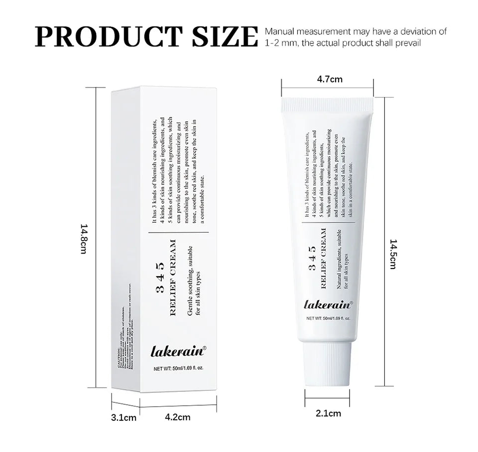 345 Relief Cream – Anti-Sugar Antioxidant Skin Repair | Brightening, Acne Mark Removal, Moisturizing & Oil-Control Face Cream (ibcccndc)