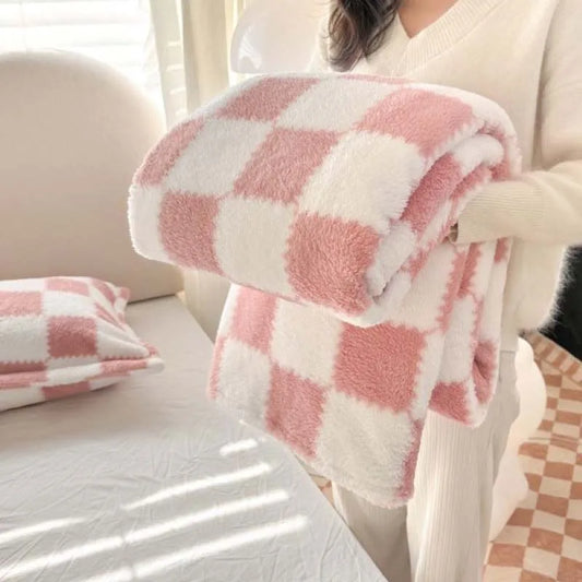Pink & White Flannel Panda Fleece Blanket – Soft Coral Fleece Nap Throw | Cozy Summer Blanket for Sofa, Bed, Office & Travel