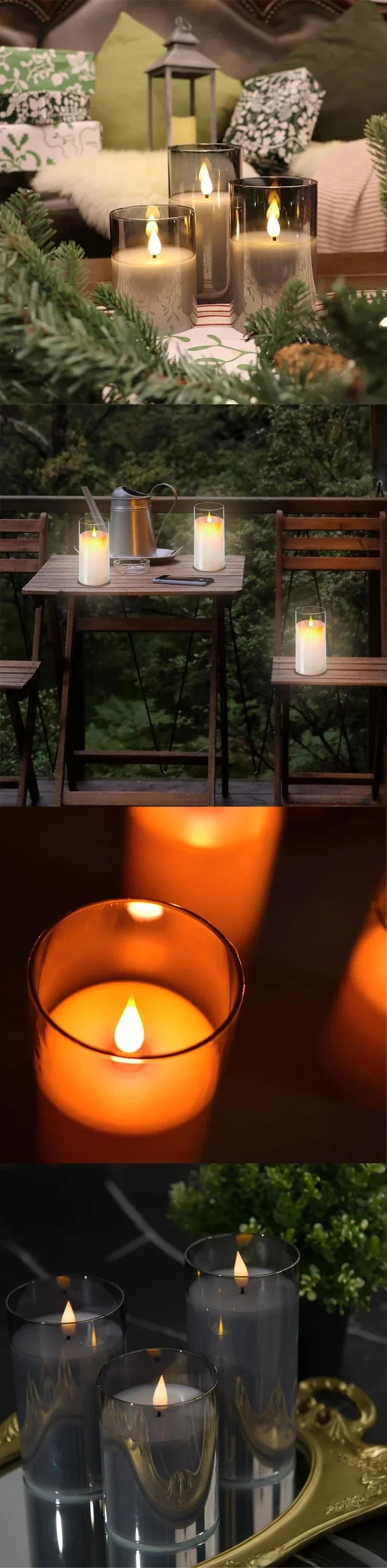 LED Flameless Flickering Candle Set (with Remote Timer)