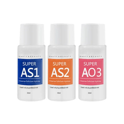 Concentrated Aqua Peel Exfoliating Solution Set – AS1 • SA2 • AO3 Serums | Deep-Cleaning Hydrafacial Liquid for Small Bubble Machines, Whitening, Moisturizing & Skin Rejuvenation (3pcs)