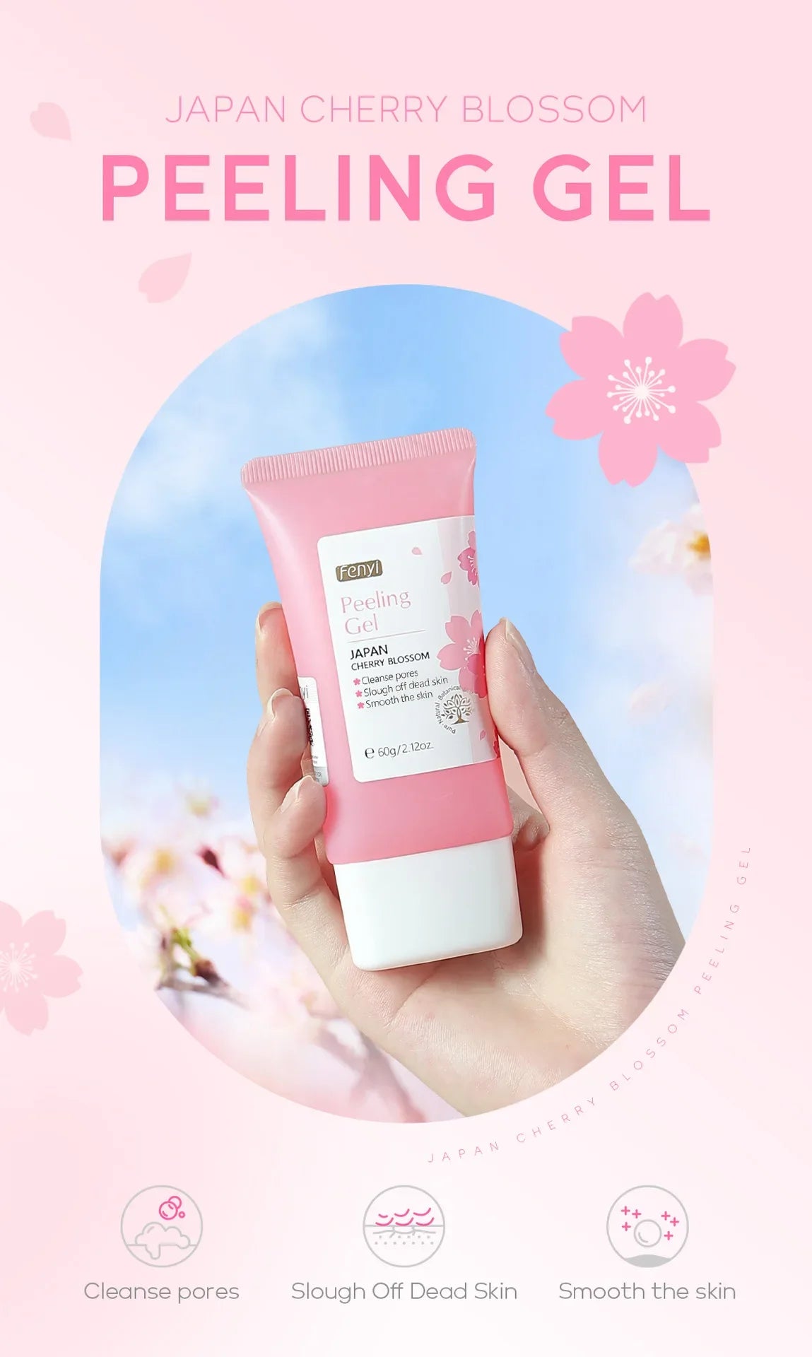Sakura Exfoliating Gel – Deep Cleaning, Whitening & Moisturizing Cherry Blossom Facial Scrub