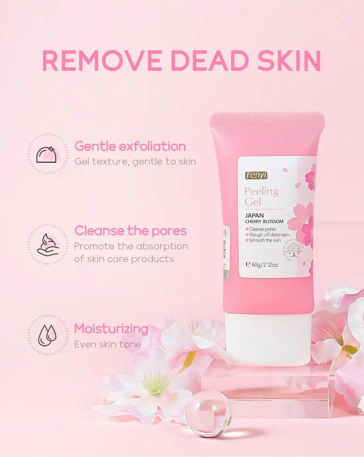 Sakura Exfoliating Gel – Deep Cleaning, Whitening & Moisturizing Cherry Blossom Facial Scrub