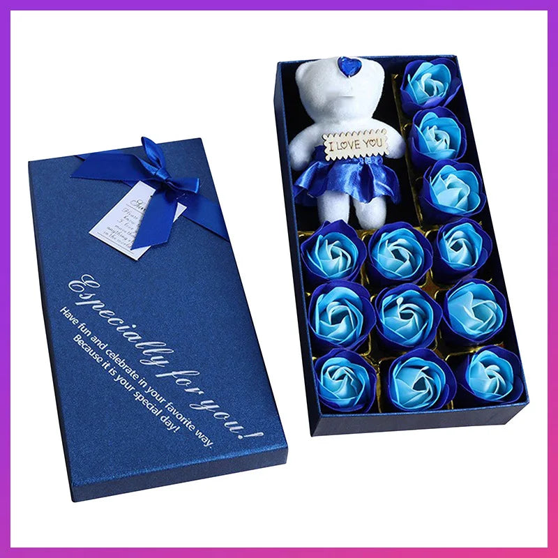 Romantic Soap Rose Flowers Gift Box – Scented Fake Flower Petals for Bath, Home Décor & Weddings | Valentine’s Day, Anniversary, Party & Gift Set