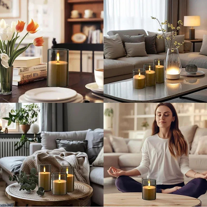 LED Flameless Flickering Candle Set (with Remote Timer)