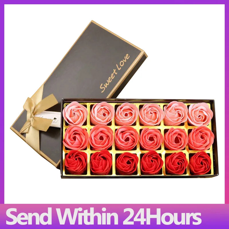 Romantic Soap Rose Flowers Gift Box – Scented Fake Flower Petals for Bath, Home Décor & Weddings | Valentine’s Day, Anniversary, Party & Gift Set