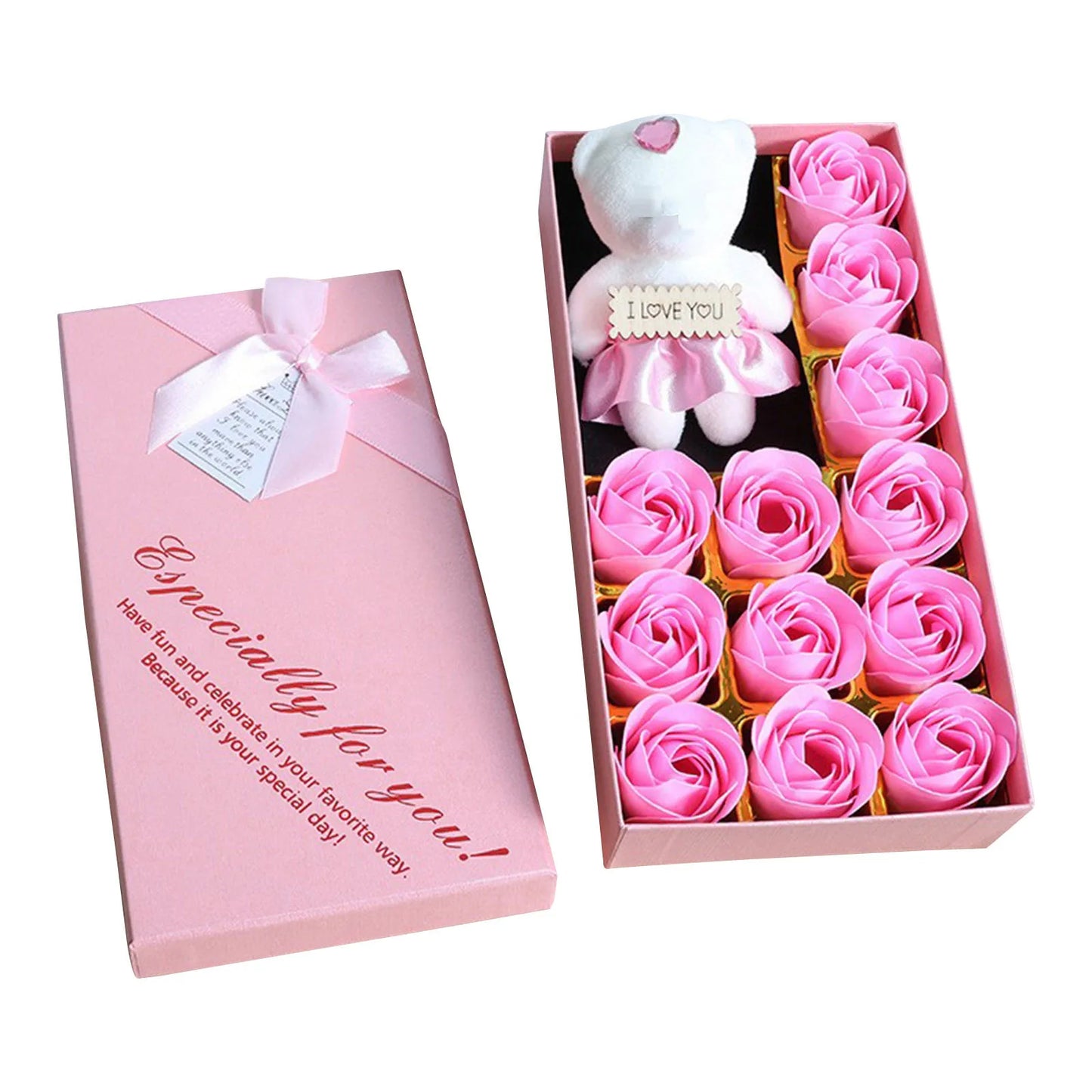 Romantic Soap Rose Flowers Gift Box – Scented Fake Flower Petals for Bath, Home Décor & Weddings | Valentine’s Day, Anniversary, Party & Gift Set