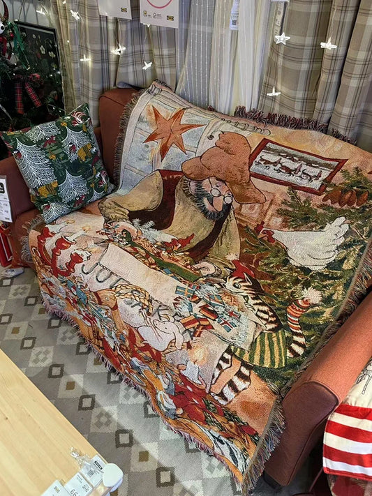 Retro Village Cotton Sofa Blanket