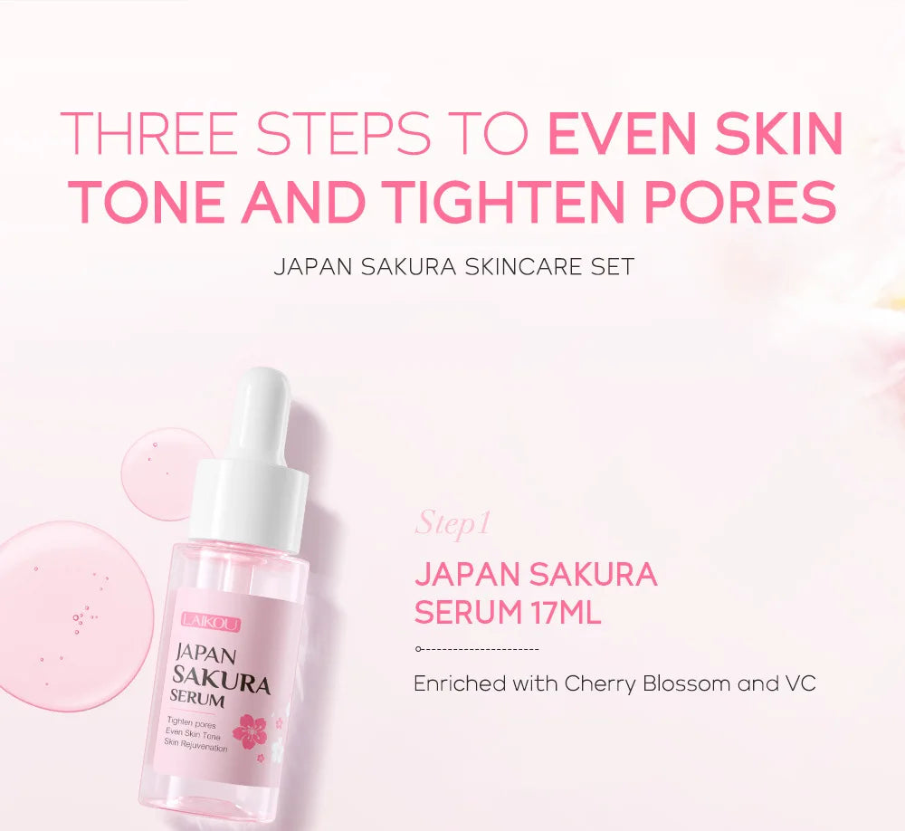 3-Piece Sakura Skin Care Set – Vitamin C & 24K Gold Face Cream, Serum & Eye Cream