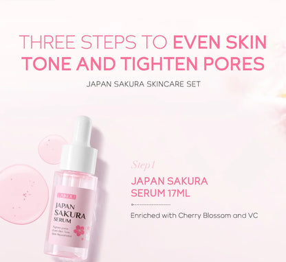3-Piece Sakura Skin Care Set – Vitamin C & 24K Gold Face Cream, Serum & Eye Cream