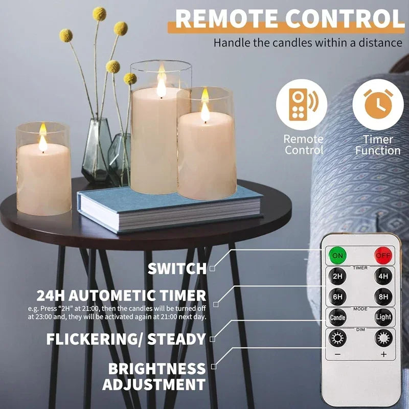 LED Flameless Flickering Candle Set (with Remote Timer)