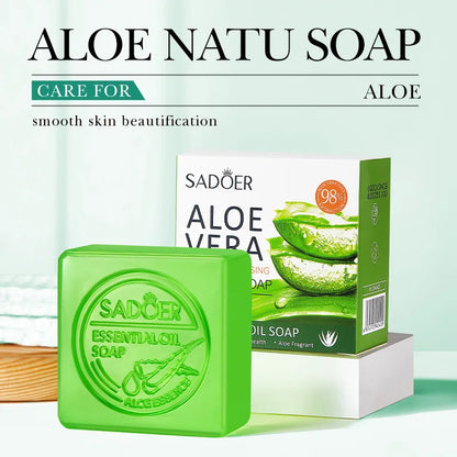 SADOER Aloe Facial Soap – Deep Cleansing Face Wash Foam | Moisturizing, Firming & Hydrating Oil-Control Cleanser Bar for Women | Handmade Body & Facial Soap
