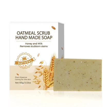 Handmade Oat Soap Bar – Natural Gentle Brightening Cleanser | Exfoliating Oat Kernel Oil Facial & Body Whitening Soap for Dark Spots & Uneven Skin Tone (100g)