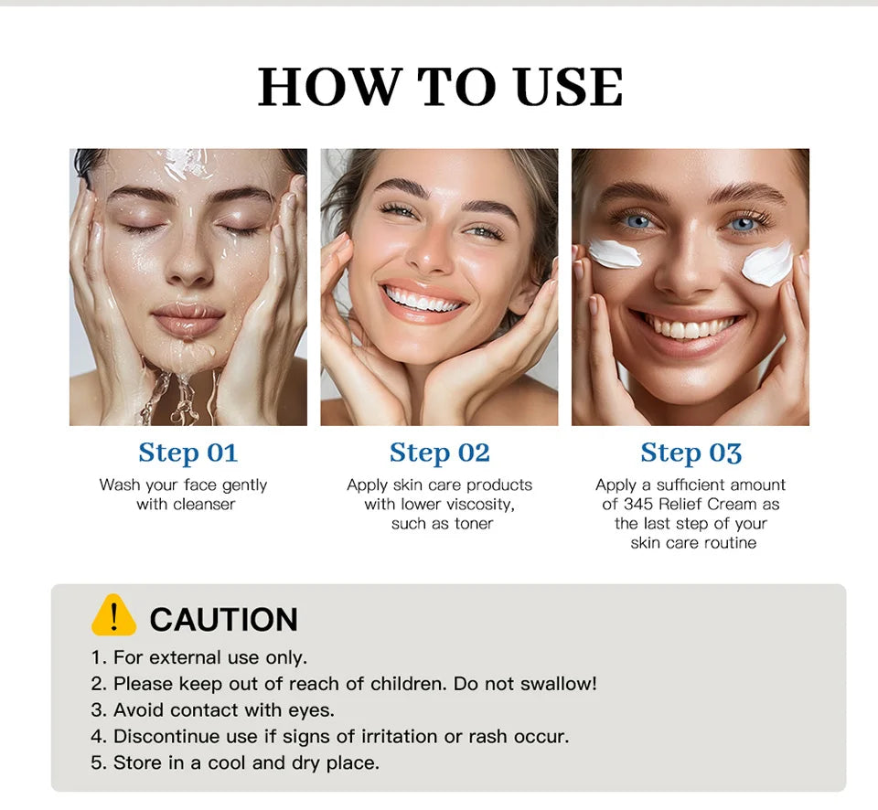 345 Relief Cream – Anti-Sugar Antioxidant Skin Repair | Brightening, Acne Mark Removal, Moisturizing & Oil-Control Face Cream (ibcccndc)