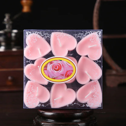 Heart-Shaped Scented Tealight Candle Set (9 Pieces)