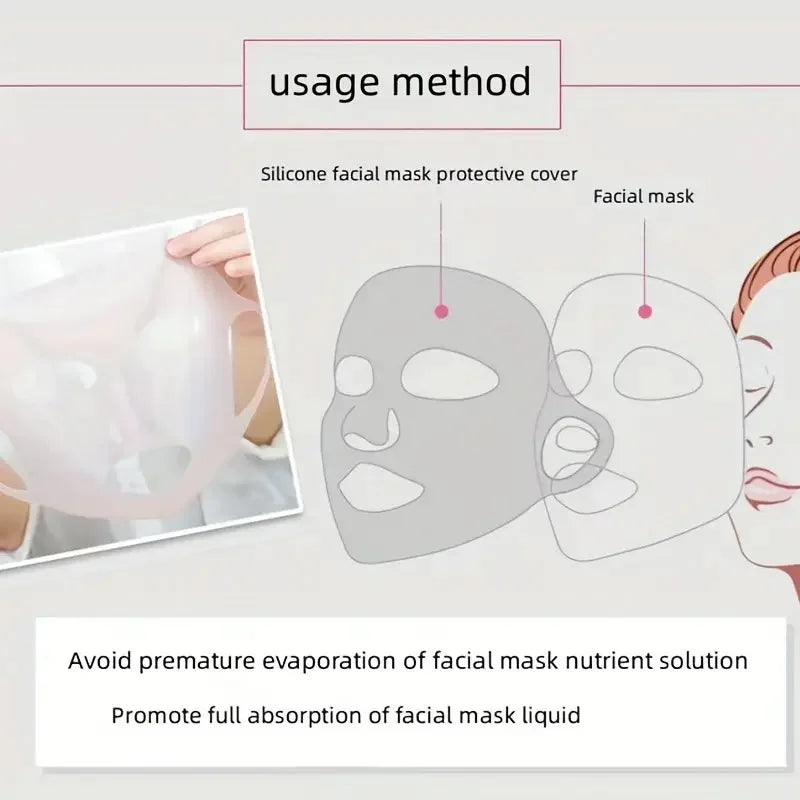 Reusable Silicone Mask Cover – 3D Anti-Evaporation Face Sheet Mask Holder | Skin-Nourishing Silicone Seal Mask for Enhanced Absorption & Protection