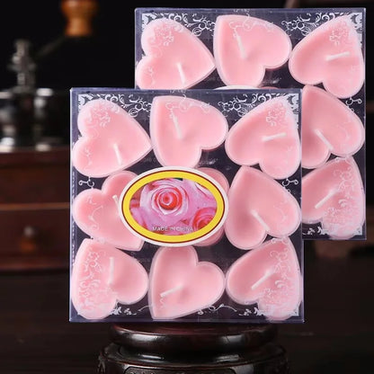 Heart-Shaped Scented Tealight Candle Set (9 Pieces)