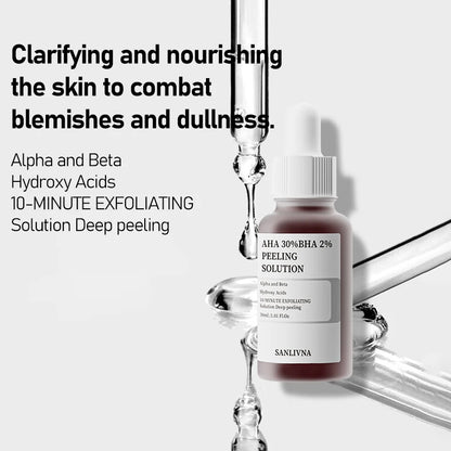 AHA 30% + BHA 2% Exfoliating Serum – Salicylic Acid Face Peel + 10% Niacinamide & Zinc Serum + Hexapeptide Anti-Aging Moisturizing Serum (SANLIVNA)