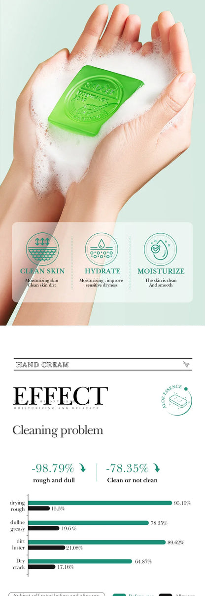 SADOER Aloe Facial Soap – Deep Cleansing Face Wash Foam | Moisturizing, Firming & Hydrating Oil-Control Cleanser Bar for Women | Handmade Body & Facial Soap