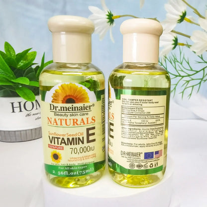 Vitamin E Face Essence Oil – Whitening, Pore-Shrinking & Anti-Wrinkle Serum | Morning & Night Skin Repair, Moisturizing Plant Essence for All Skin Types (75ml)