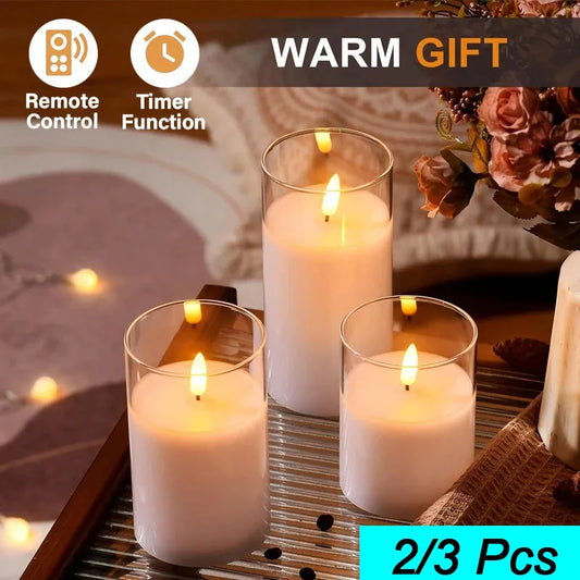 LED Flameless Flickering Candle Set (with Remote Timer)
