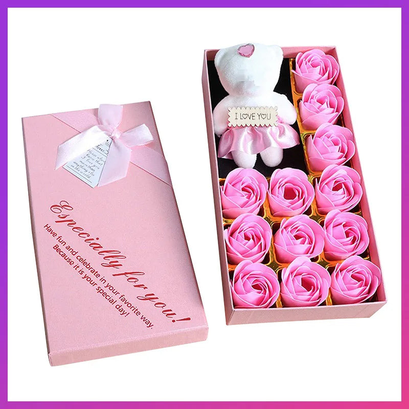 Romantic Soap Rose Flowers Gift Box – Scented Fake Flower Petals for Bath, Home Décor & Weddings | Valentine’s Day, Anniversary, Party & Gift Set