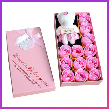 Romantic Soap Rose Flowers Gift Box – Scented Fake Flower Petals for Bath, Home Décor & Weddings | Valentine’s Day, Anniversary, Party & Gift Set
