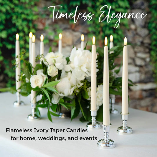 LED Flameless Taper Candle Set (Battery Operated, Flickering 3D Wick)