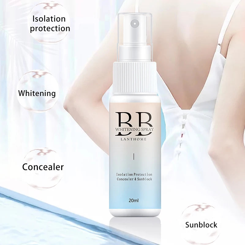 BB Whitening Spray Foundation – Skin Brightening & Moisturizing Liquid BB Cream | Lightweight Nourishing Face Base for Flawless Coverage (SAUVASINE, 20ml)