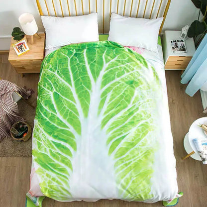 Cabbage-Inspired Flannel Blanket – Double-Sided Soft Coral Fleece