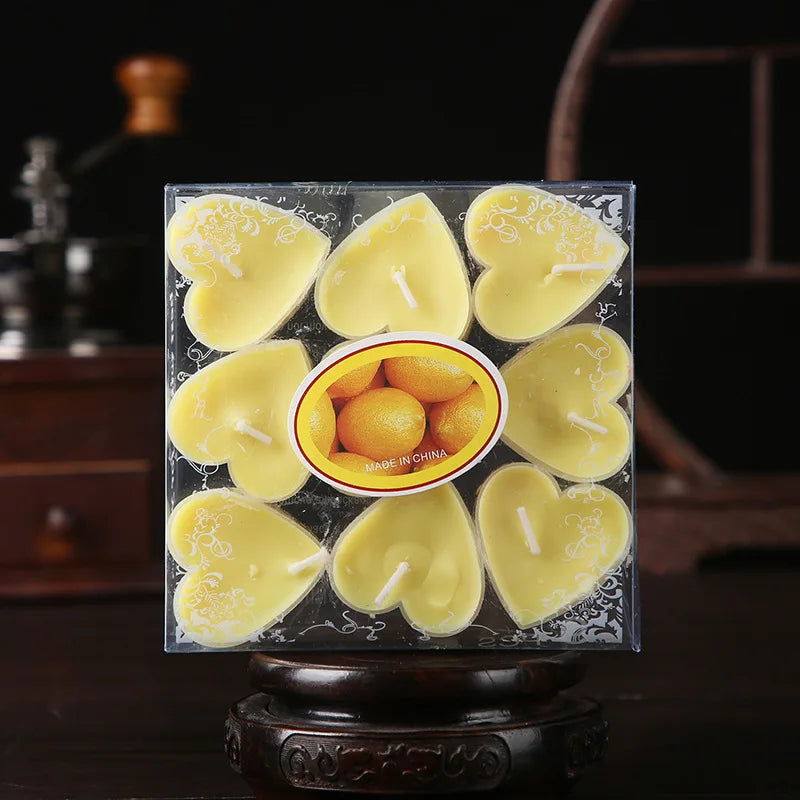 Heart-Shaped Scented Tealight Candle Set (9 Pieces)
