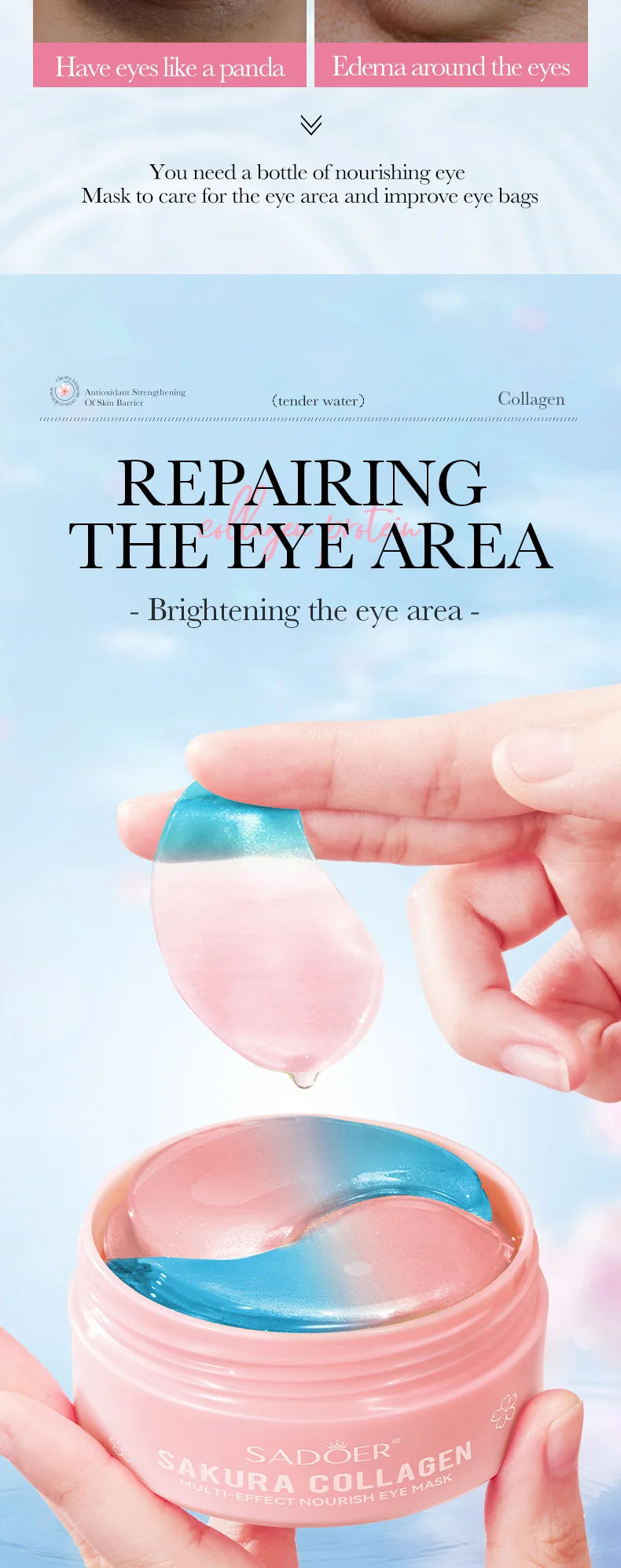 Sakura Collagen Eye Mask – Anti-Dark Circle, Moisturizing & Firming Under-Eye Treatment (60pcs)