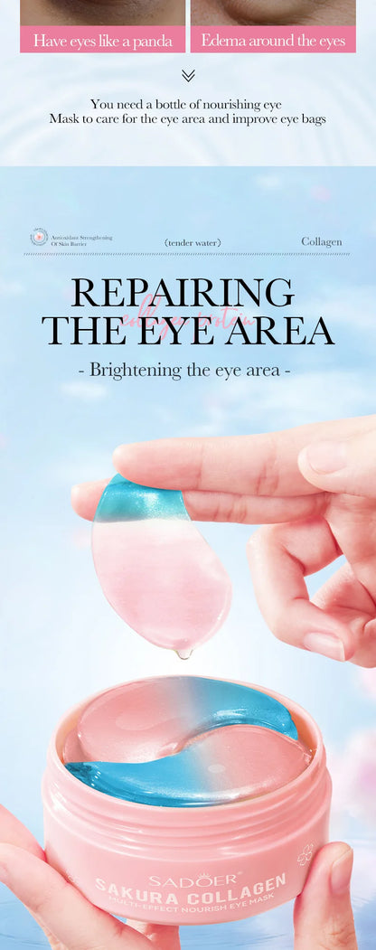 Sakura Collagen Eye Mask – Anti-Dark Circle, Moisturizing & Firming Under-Eye Treatment (60pcs)