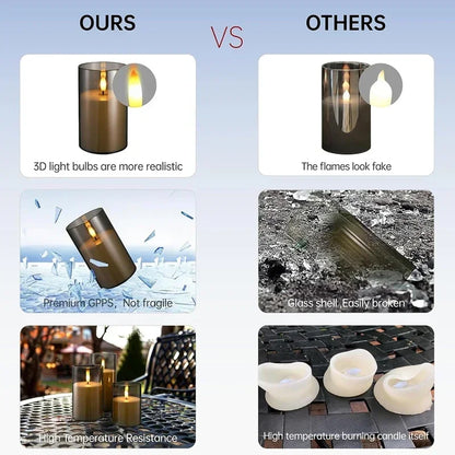 LED Flameless Flickering Candle Set (with Remote Timer)