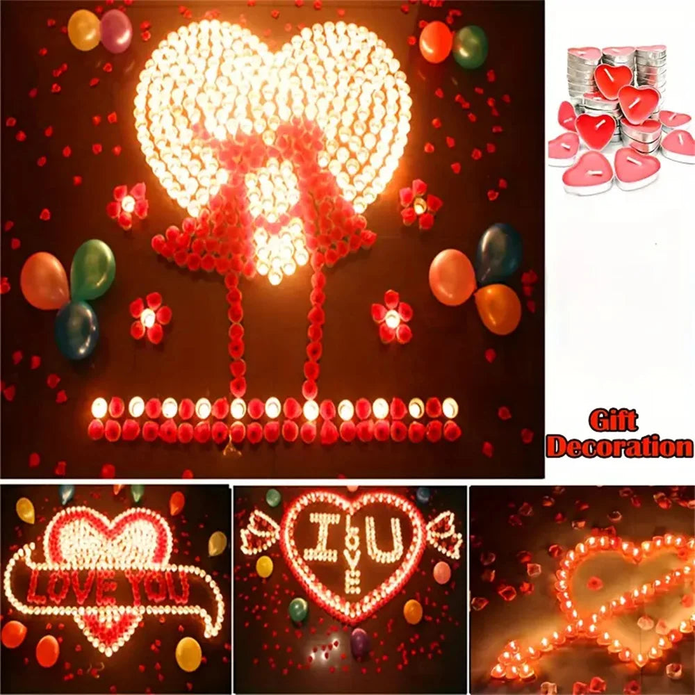 Heart-Shaped Scented Tealight Candle Set (9 Pieces)