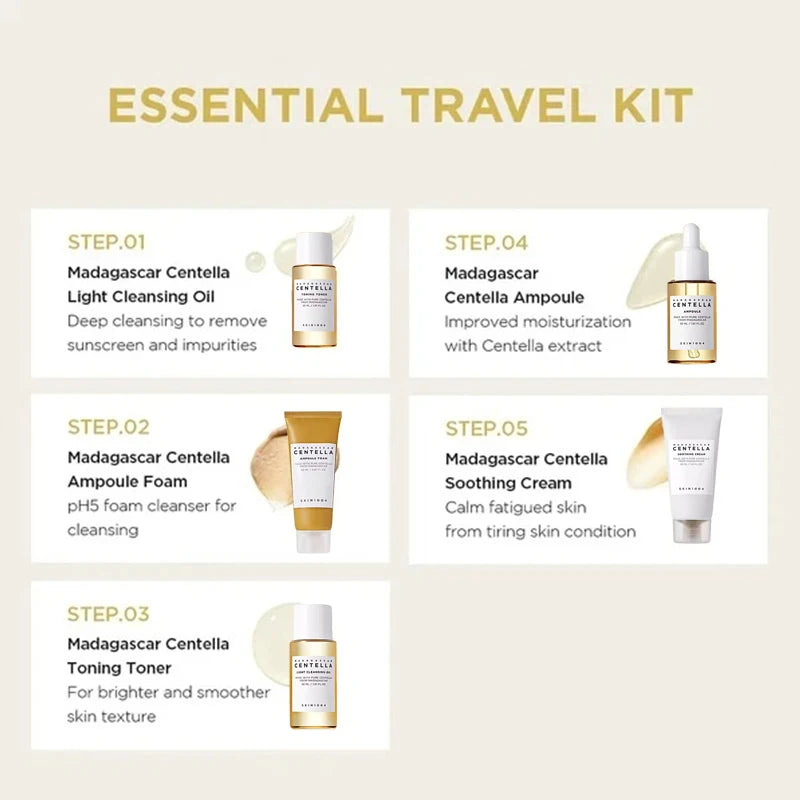 Korean Centella Skincare Travel Kit – 5-Piece