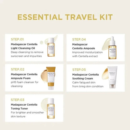 Korean Centella Skincare Travel Kit – 5-Piece