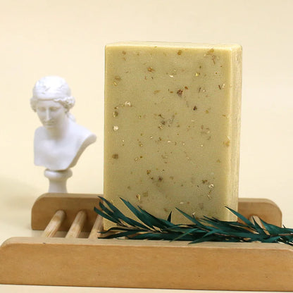 Handmade Oat Soap Bar – Natural Gentle Brightening Cleanser | Exfoliating Oat Kernel Oil Facial & Body Whitening Soap for Dark Spots & Uneven Skin Tone (100g)