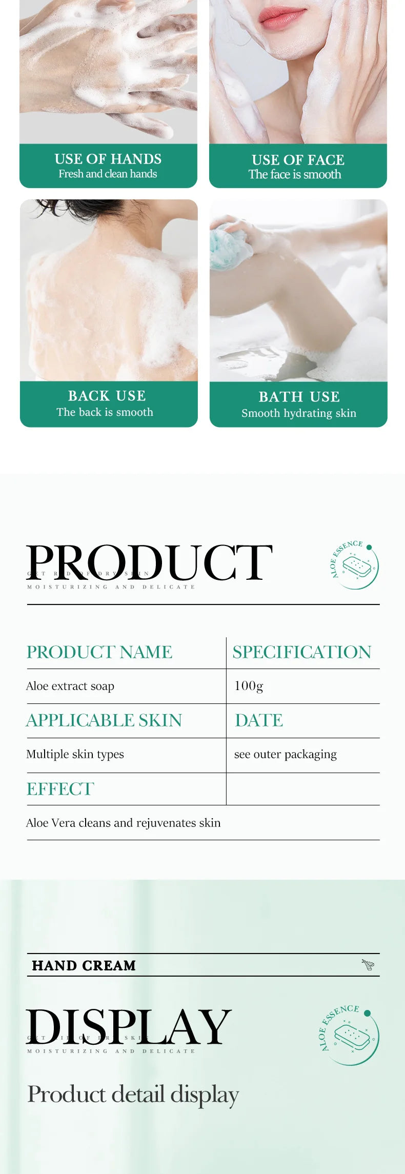 SADOER Aloe Facial Soap – Deep Cleansing Face Wash Foam | Moisturizing, Firming & Hydrating Oil-Control Cleanser Bar for Women | Handmade Body & Facial Soap